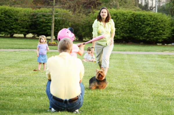 Family Playing Softball
