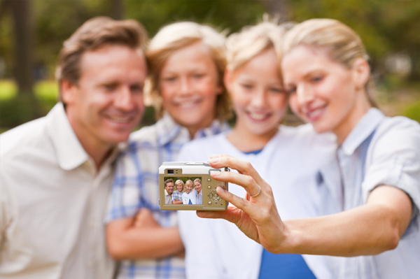 Family taking vacation at home