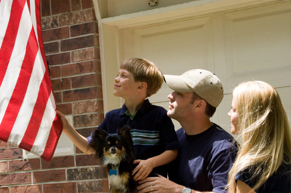 Family with American Flag