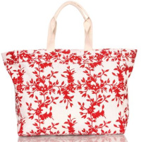 Floral print jute tote