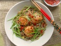 Ginger-scallion scallops with soy-citrus soba noodles