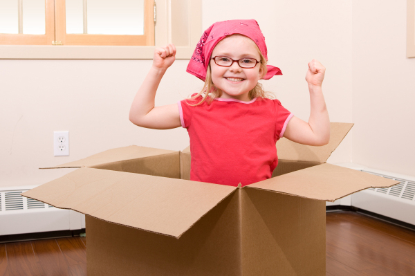Girl helping pack