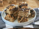 Gluten-free chocolate and peanut butter caramel Chex bars