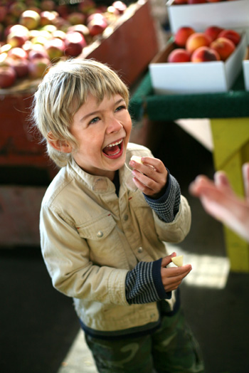 Happy Boy at Farmer's Market