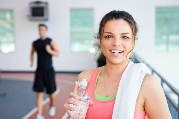 Happy woman exercising