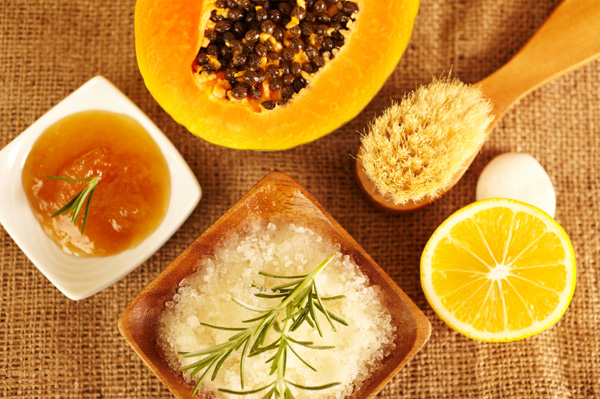 Homemade fruit scrub beauty treatment ingredients