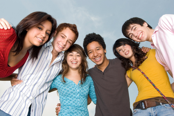 Smiling teens