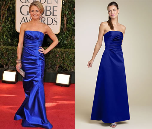 The base of Jennifer's gorgeous look is her blue strapless gown. The dress' 