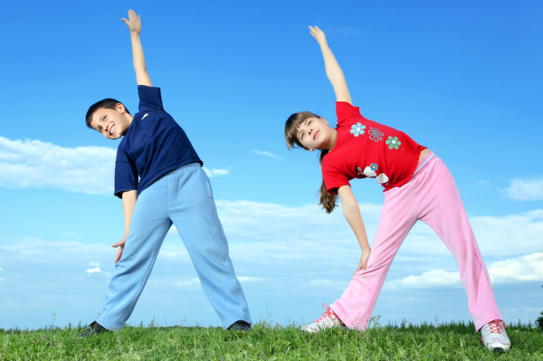 Children in outdoor gym class