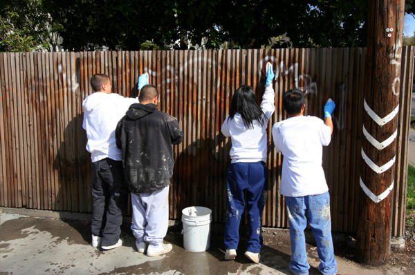 Kids Removing Graffiti