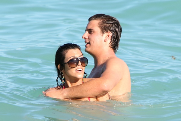 The happy couple take a dip