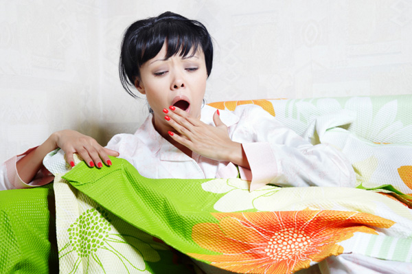 Lazy woman on couch