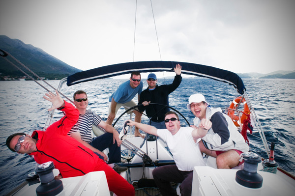 Men on sailboat