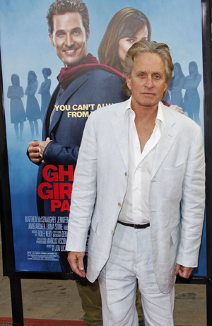 Moments after dinner, Michael Douglas hits Ghosts of Girlfriends Past