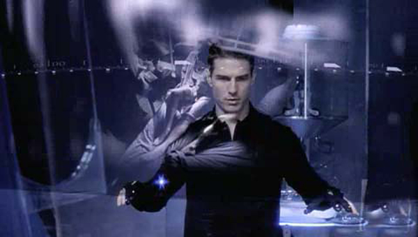 Tom Cruise does his thing in Minority Report courtesy of Michael Lantieri
