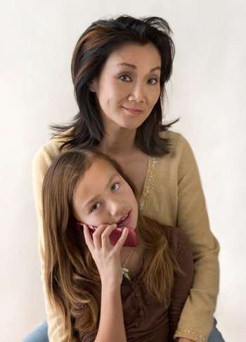 Mom and Daughter with Cell Phone