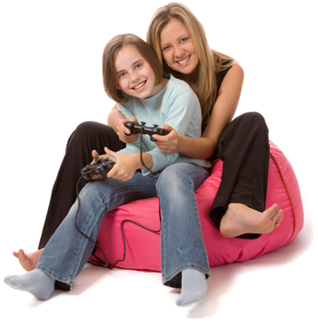 Mom and Daughter Playing Video Games