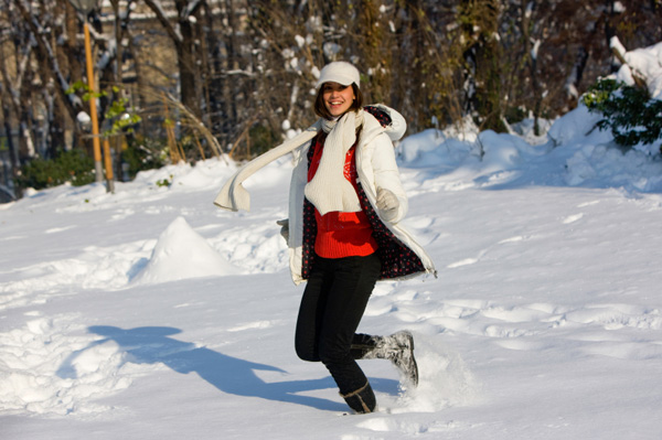 Mom having fun in snow