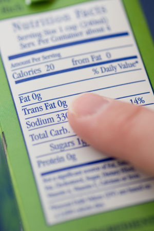 Child's Finger on Nutrional Label