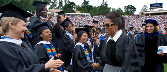 Oprah meets the graduates of Duke University