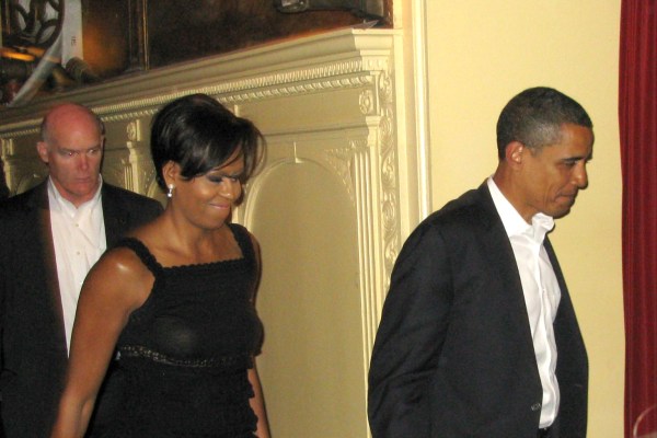 The Obamas head into the theater