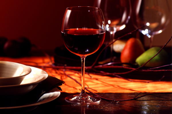 Red Wine on Autumn Table