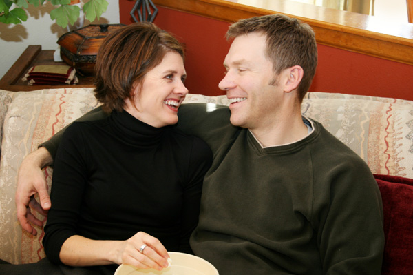 Romantic couple on couch