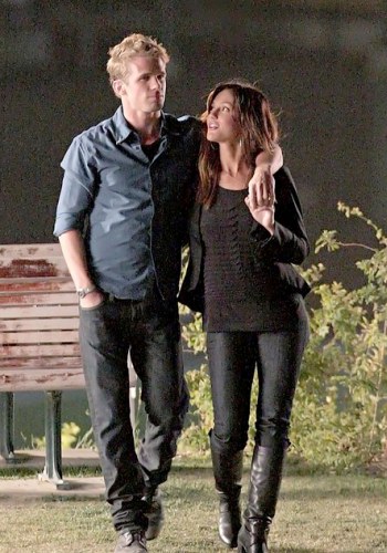 Cam and Leighton on the set of The Roommate