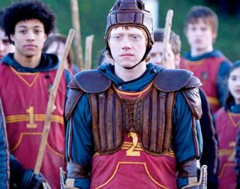 Ron is ready for action in Harry Potter, but Rupert's has the swine flu