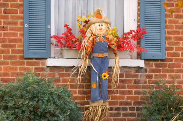 Scarecrow with straw hat