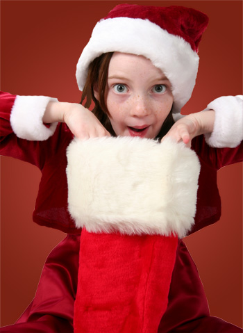 Young Girl and Christmas Stocking