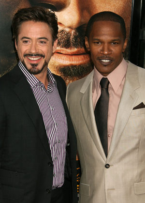 Robert Downey Jr and Jamie Foxx at The Soloist premiere in Hollywood