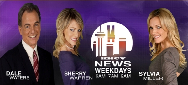 Mark Harmon, Kaitlin Olson and Tricia O'Kelley in Weather Girl