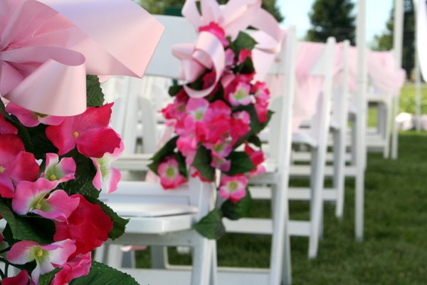 Wedding aisle with flowers