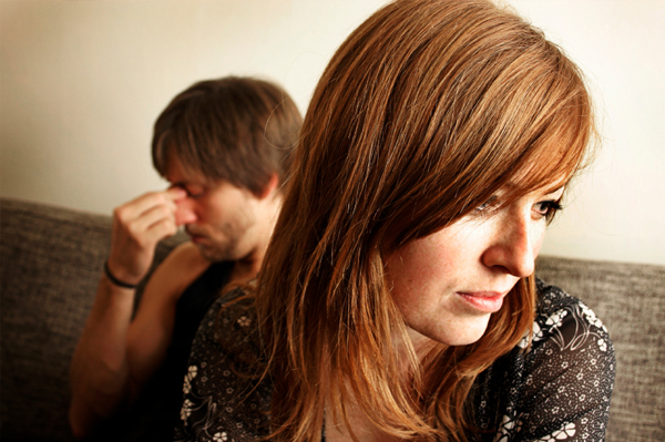 Woman feeling distant from man