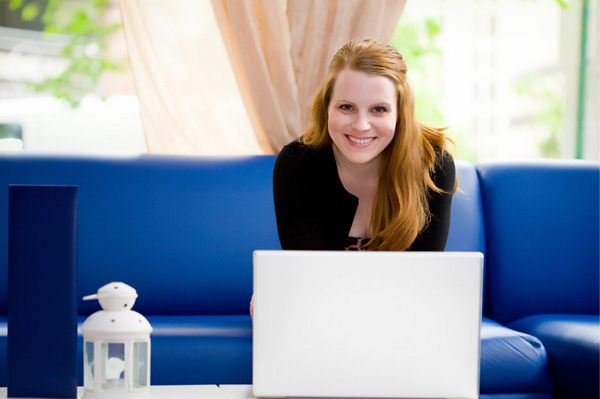 Woman freelancing from home