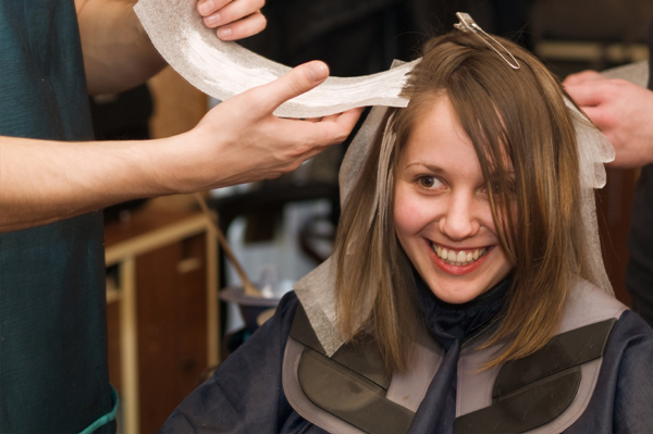 Woman getting highlights
