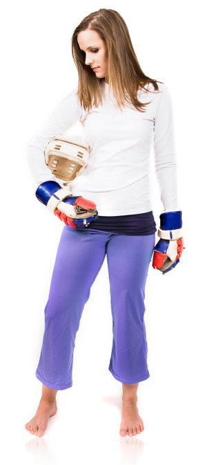 Woman in Hockey Gear