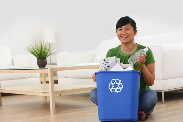 Woman Organizing Recycling