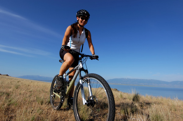 lady riding bike