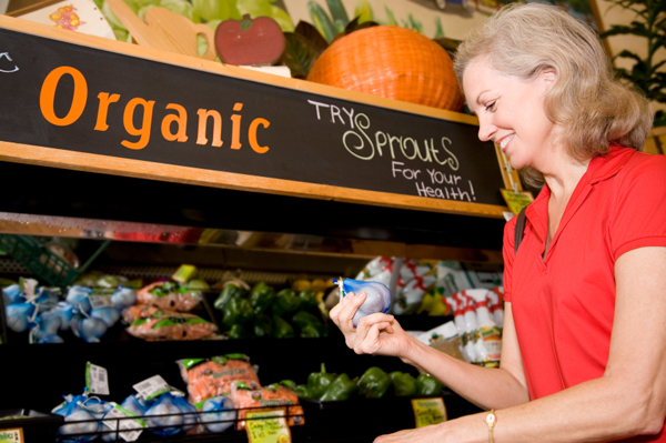 Woman shopping for organic food