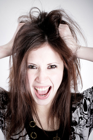 Woman with messy hair