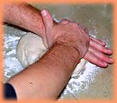 rolling pizza dough