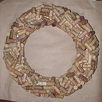 wine cork wreaths, bows, ribbons