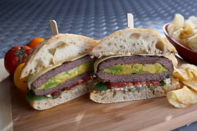Stuffed Hamburgers with Hass Avocado and Jarlsberg Cheese