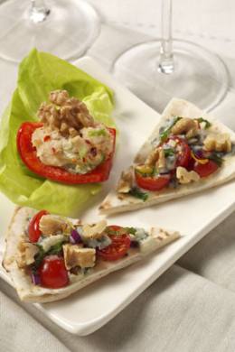 Baked Pitas with Walnuts and Cherry Tomatoes