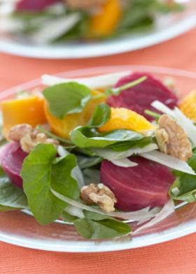 Tangy Roasted Beet and Walnut Salad