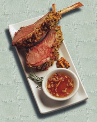 Petit Walnut Coated Lamb Chops with Honey Dipping Sauce