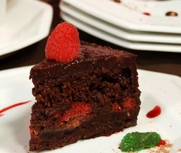 Ani Phyo’s Raw Foods Raspberry Ganache Fudge Cake