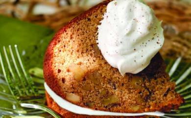 Spiced walnut cake with maple cream
